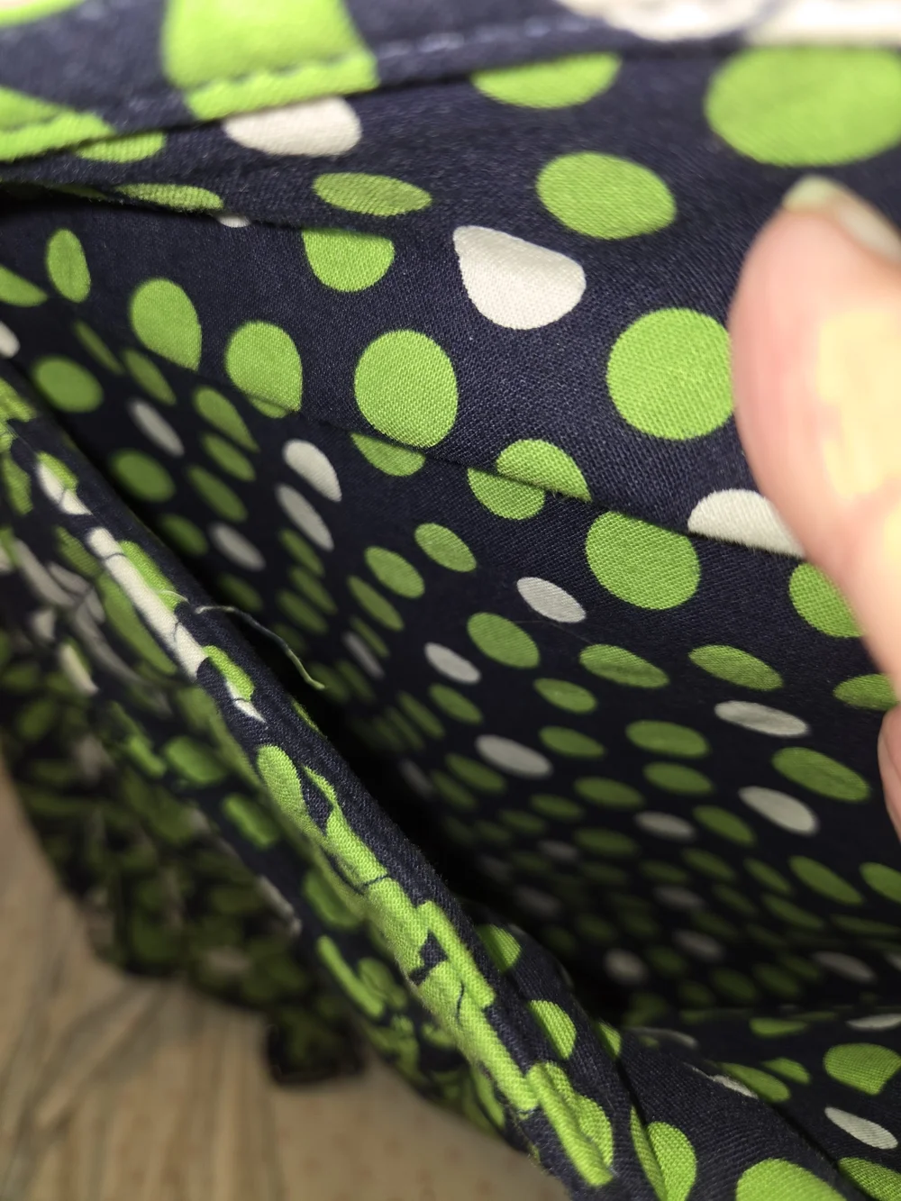 Vera Bradley Black Quilted Backpack with White & Green Floral Print